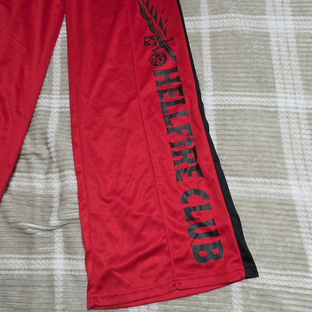 Stranger Things Hellfire Club Track Womens Pants Small S 4/6 Red Black Wide‎ Leg - Picture 3 of 4